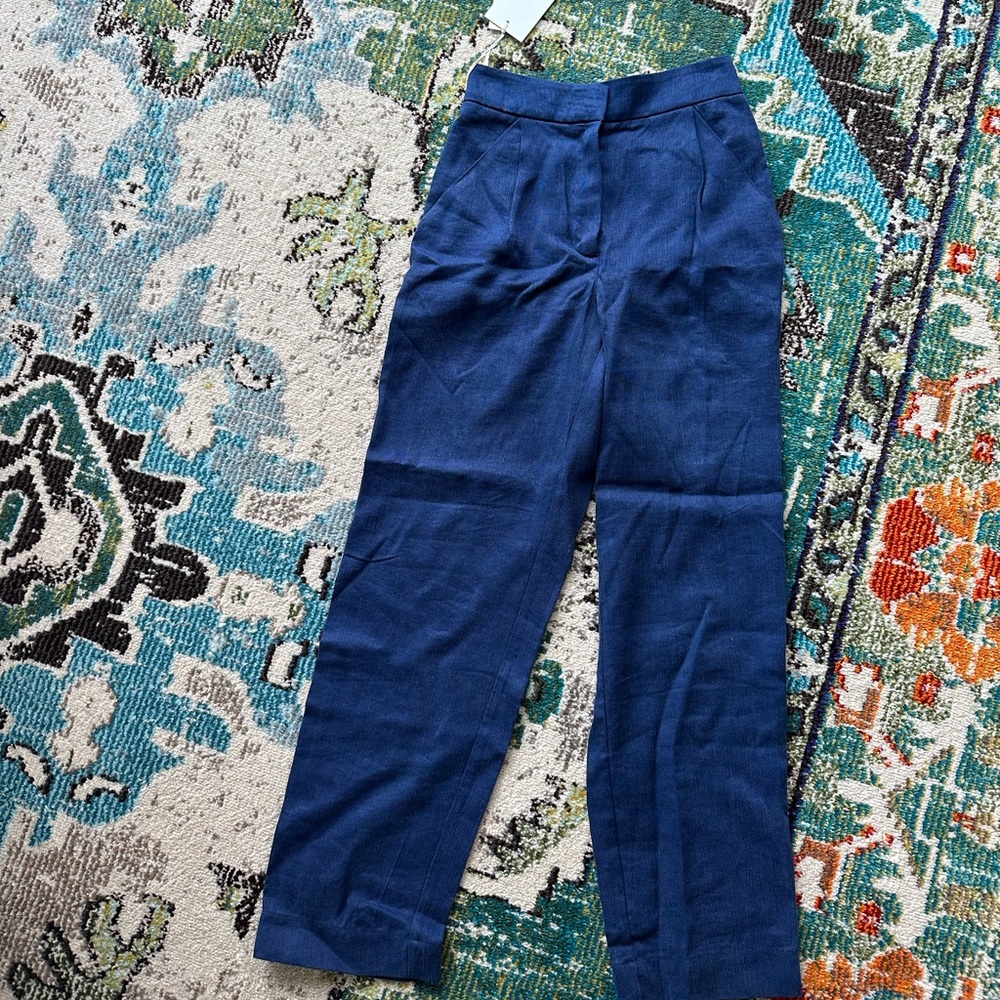 Aritzia Wilfred Blue Linen Pant Size 00 NWT